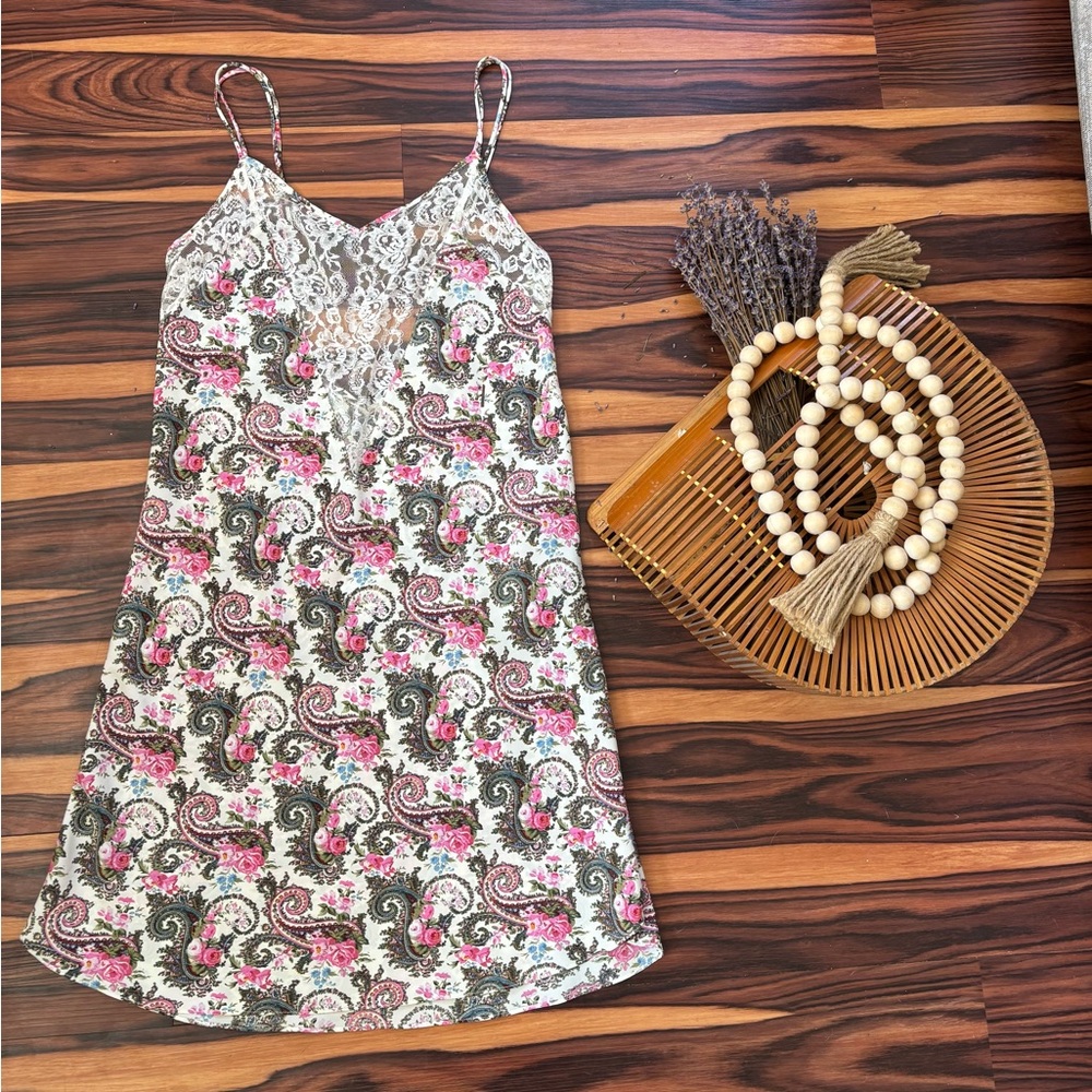Victoria's Secret Paisley Lace Mini Dress - Pink, Black, White